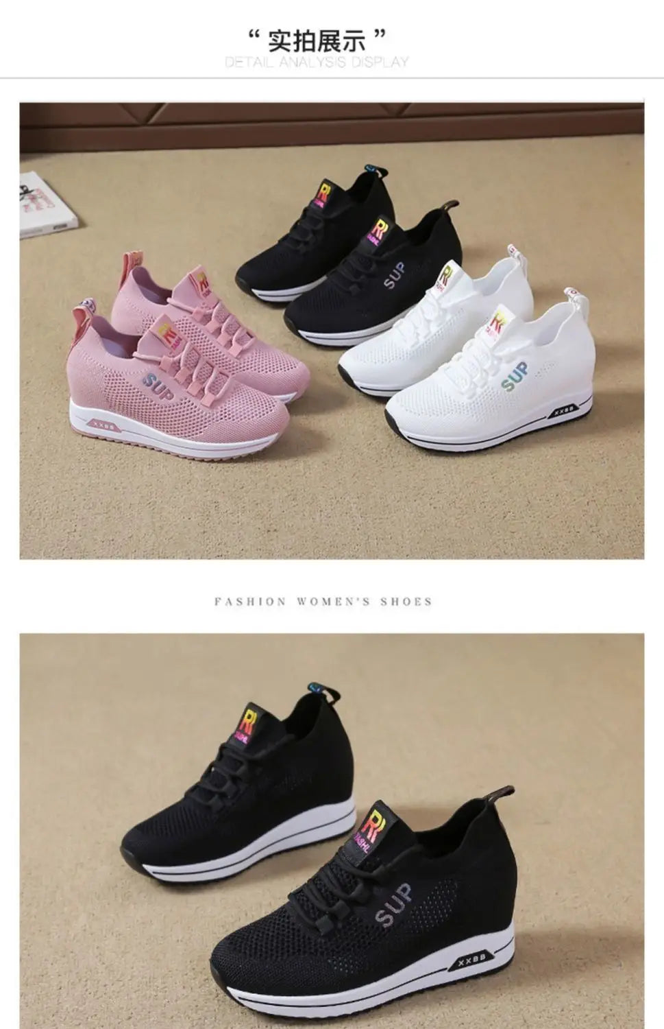 2025 Women's Wedges Shoes Platform Shoe Spring Breathable Casual Shoes Woman Fashion Sneakers Height Increasing Vulcanize Shoes