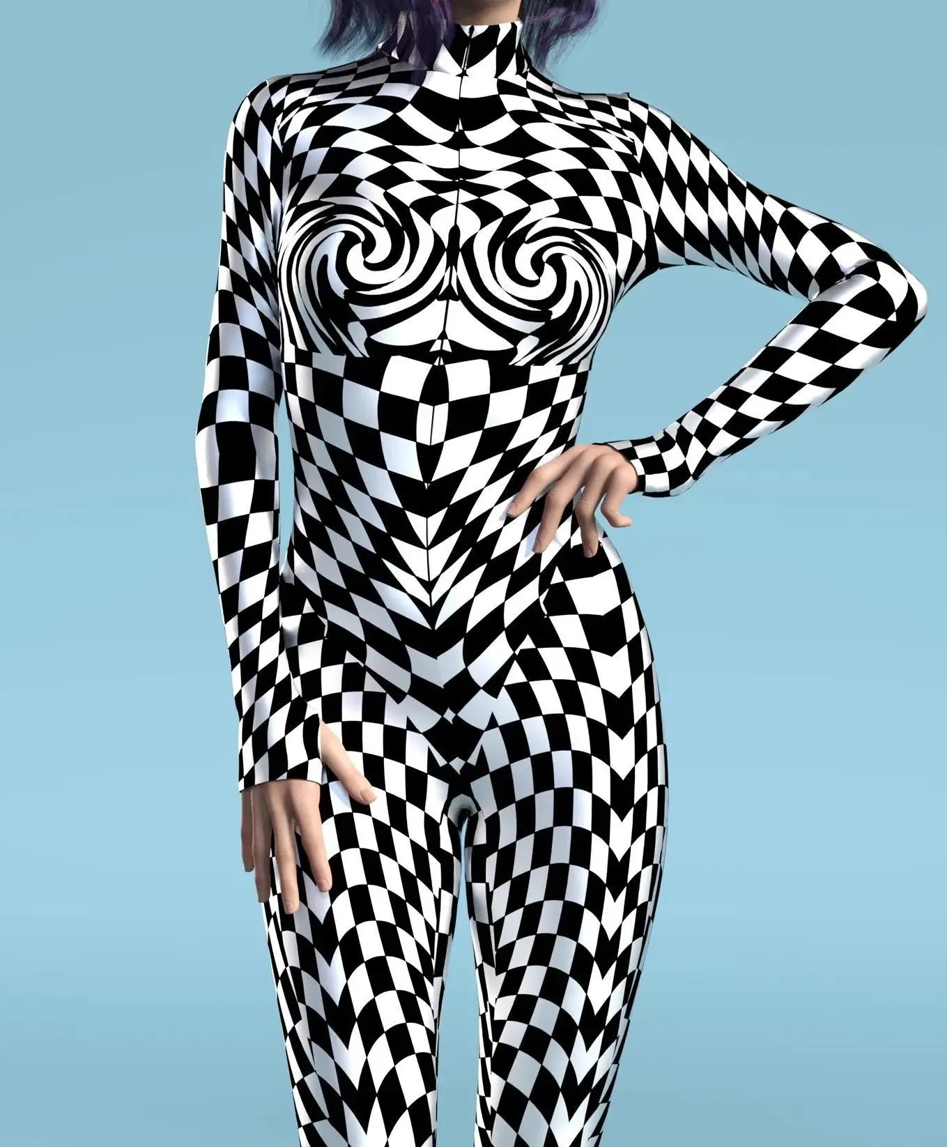 UR1 Women Jumpsuit Dense Color Dots 3D Pattern Adults Halloween Cosplay Costume Party Jumpsuits Carnival Bodysuit Monos Mujer