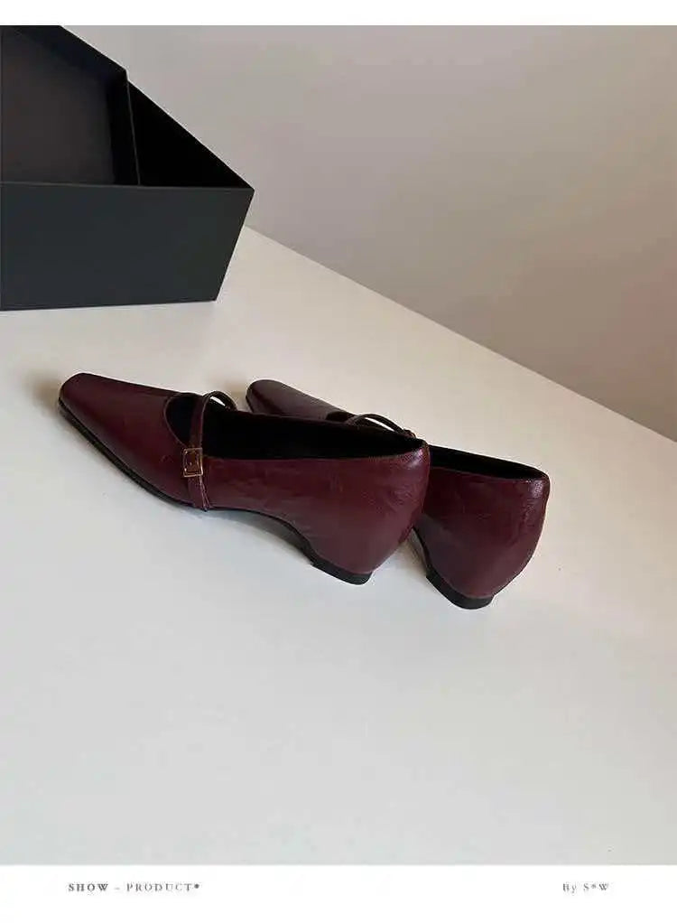 2026 Spring New Arrival Sweet Elegant Shoes Women Wedge Heel Pointed Toe Women's Shoes Sandals Metal Buckle Trim Sandals 4155