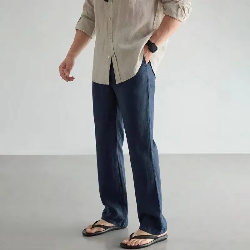 100% Linen Cotton Pants Men Breathable Joggers Sweatpants Hip Hop Streetwear Male Jogger Clothing Casual Fashion Trouser For Men