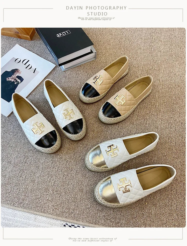 New Shoes for Women Leather Flat Boat Shoes Designer Fisherman Shoes Girl Fashion Slip-on Loafers