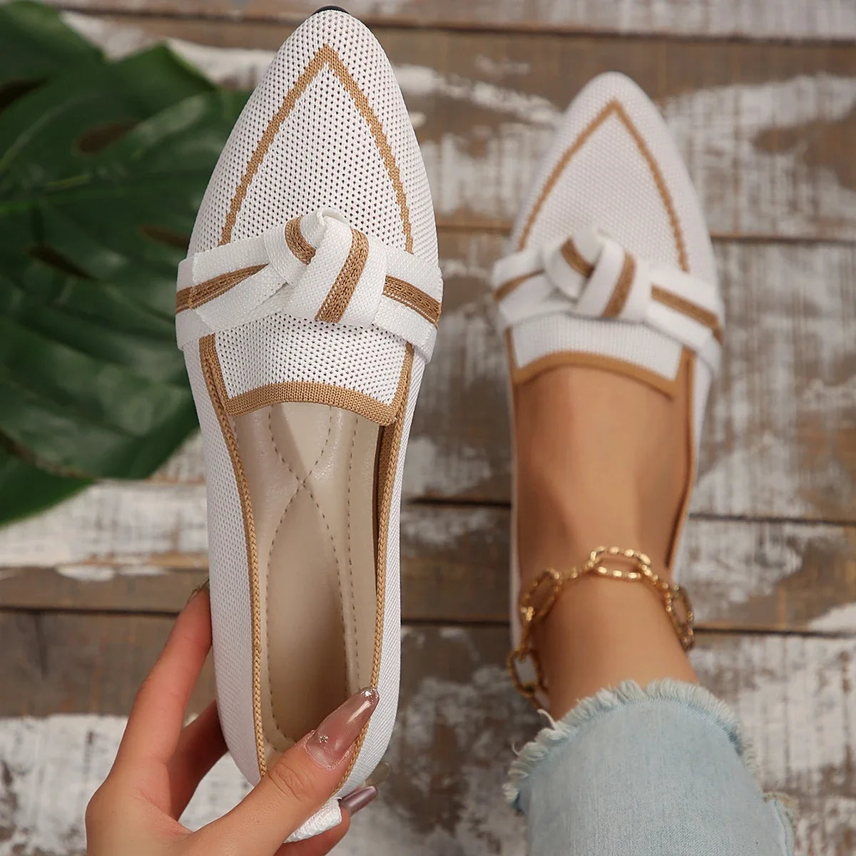 2024 Women Flats Walking Shoes Pointed Top Solid Color Loafers Mesh Breathable Shoes Comfortable Women Sneakers Zapatos De Mujer
