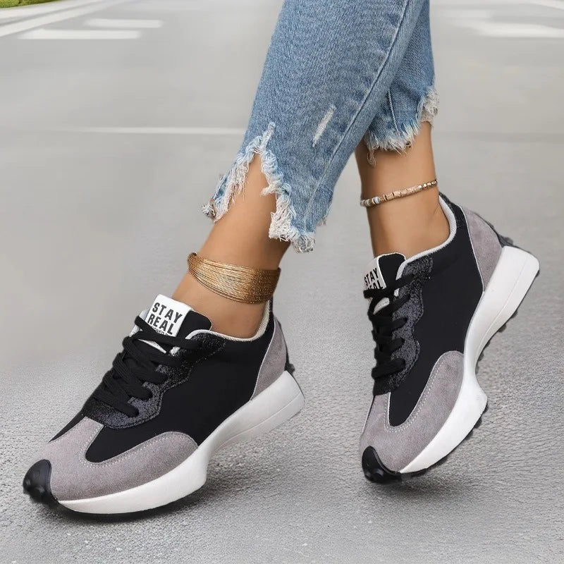 Women Sneakers Causal Walking Shoes Woman Autumn Fashion Lace Up Sports Platform Shoes Outdoor Non-slip Running Shoes