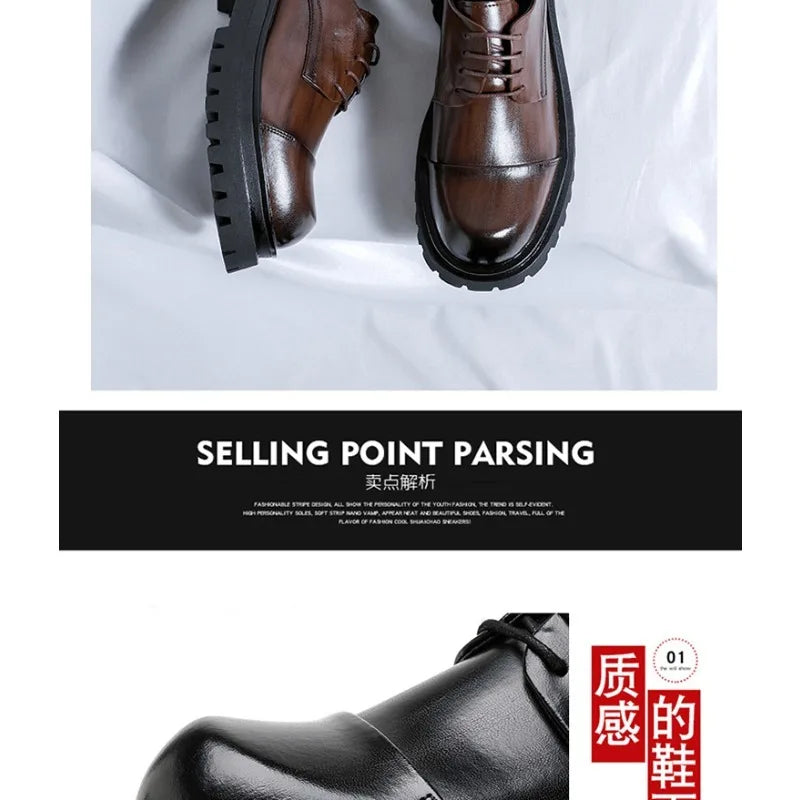 Men's Fashion Business Big Head Shoes Casual Comfortable Versatile Men Leather Shoes Wedding Party GroomHigh Quality Dress Shoes