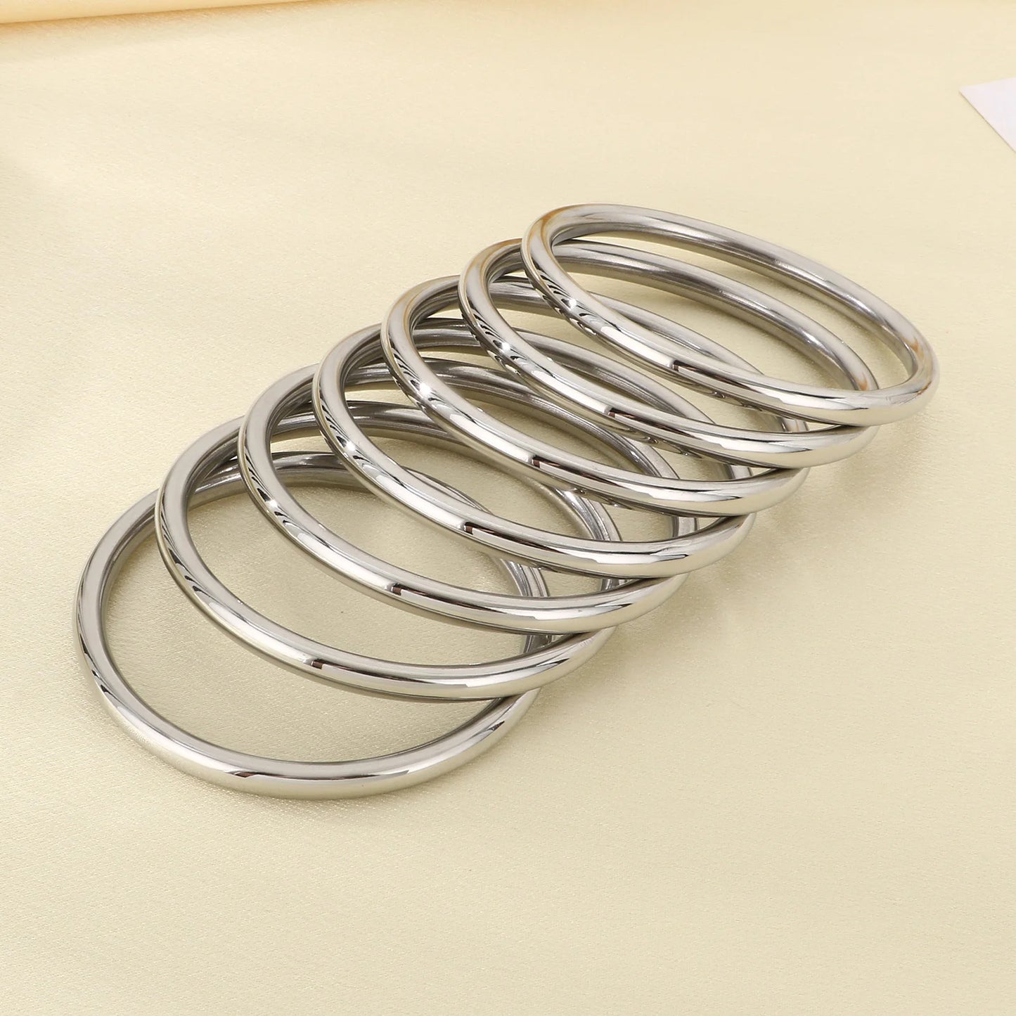 7/PCS Simple Spherical Surface Stainless Steel Bangle For Women Men Wedding Party Bracelet Famale Trendy Jewelry Christmas Gifts