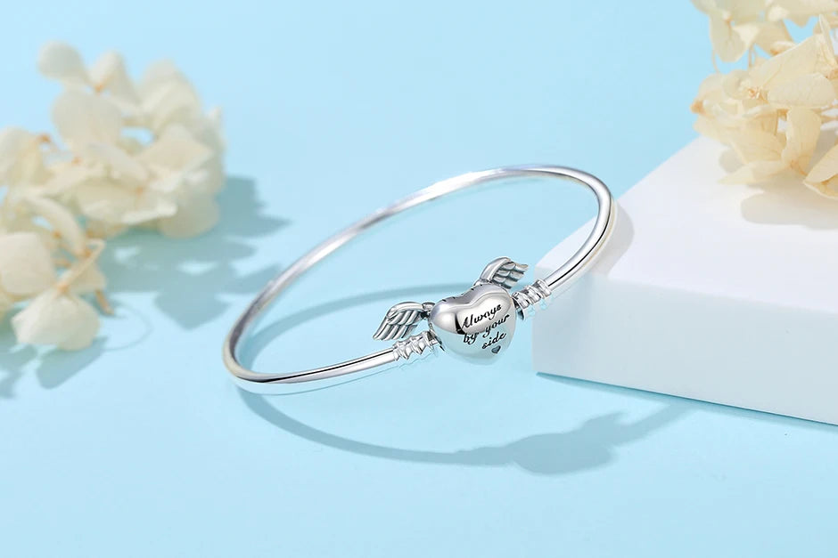 Original 925 Sterling Silver Bracelets Bangles Love Family Friends Heart Charms Beads Bangle For Women DIY Luxury Jewelry Gift