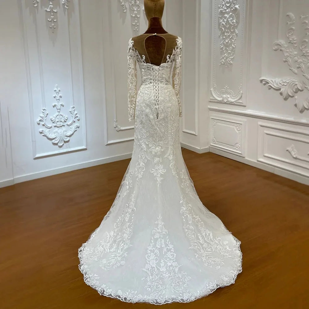 Wedding Dress Exquisite Customized Lace Mermaid Bride Dresses Long Sleeve Detachable Train Bridal Gowns Vestidos De Novia