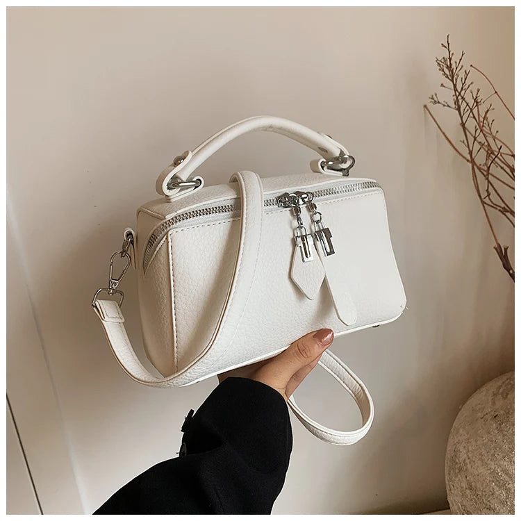 Classic Black Square Handbags for Women Autumn New Versatile Small Single Shoulder Crossbody Bags with Elegant Ball Pendant