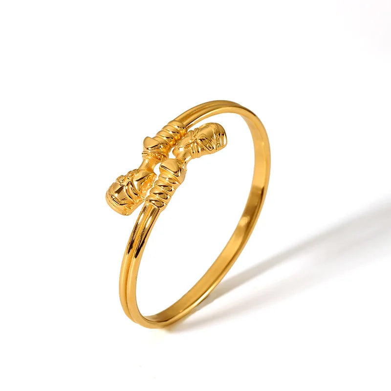 Exquisite Rhinestone Knot Stainless Steel Bangle Bracelets for Women Gold Plated Stainless Steel Bracelet Waterproof Jewelry