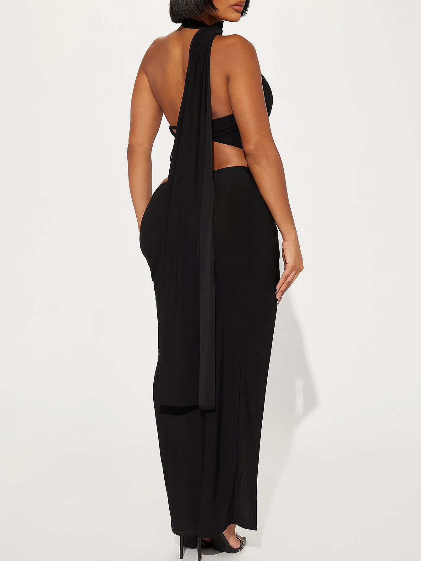 Women's sexy dress with exposed navel vest, high waist and hip hugging dress