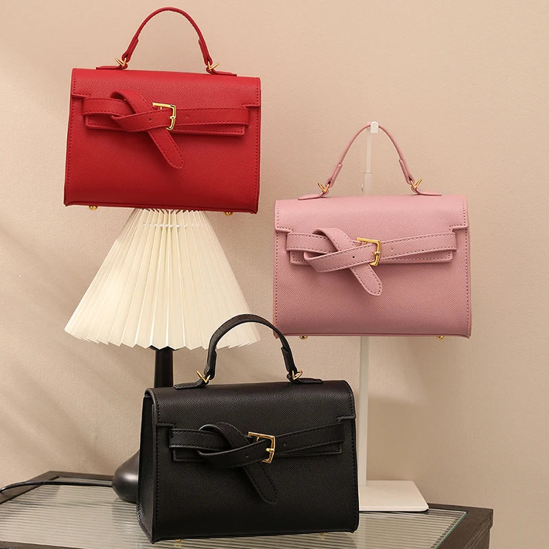 Classic Black Handbag Brand Bag Women Solid Small Pu Leather Crossbody Bag With Short Handle High End Sac A Main Designer Bosas