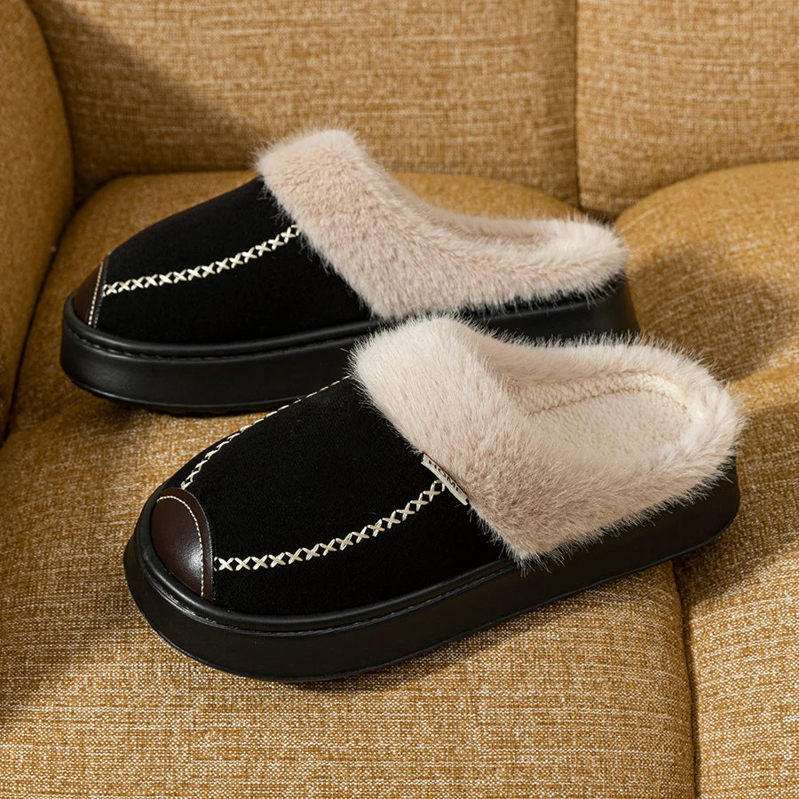 Fashion Women Slippers Winter Soft Thick Soled Indoor and Outdoor Warmth Comfort Breathable Non Slip Casual Couple Home Shoes