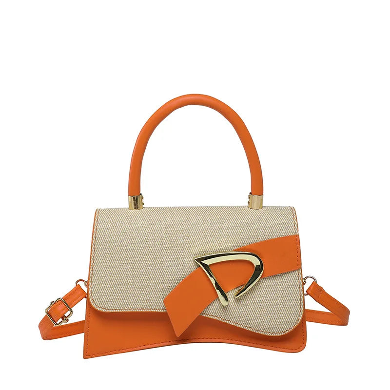 Women's Bags, Hand-held Spliced Contrasting Crossbody Bag, Fashion and Versatile Simple Casual Single Shoulder Small Square Bag