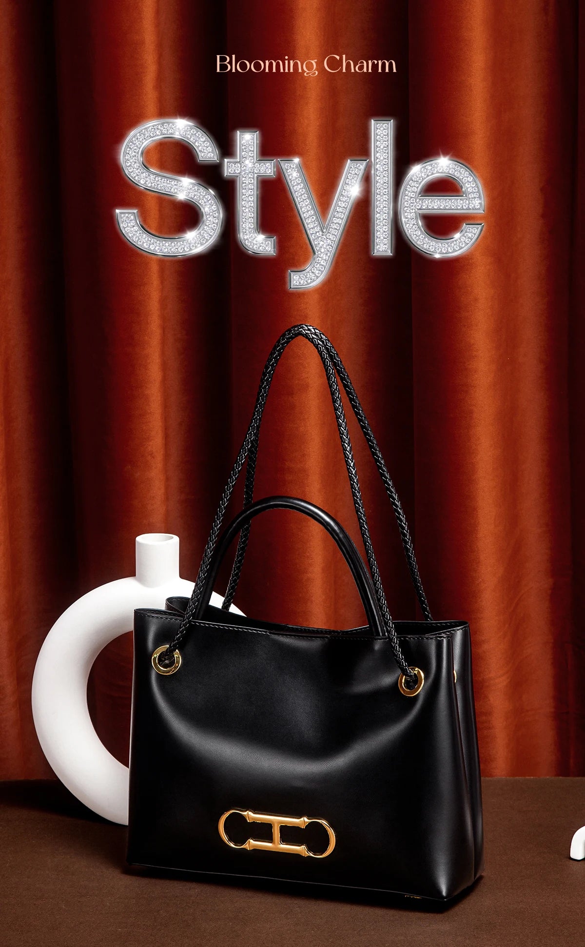 Women's handbag 2025 autumn new black minimalist tote bag dual-use commuting women's bag