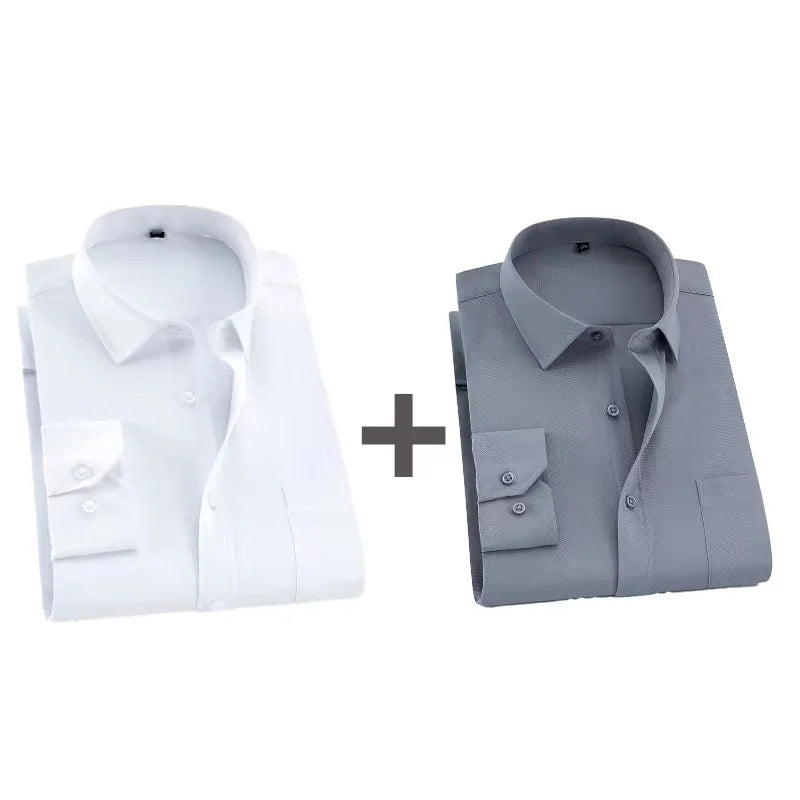 2025 Men Shirt Fashion Causal Long Sleeved Male Dress Social Business Brand Shirts Comfort Soft Weeding Party White Gift Shirts