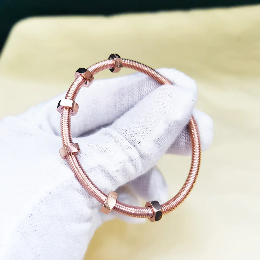 Trendy Round Cubic Zirconia Bangles For Women Men Gold Color Silver Color Stainless Steel Crystal Bangle Party Jewelry