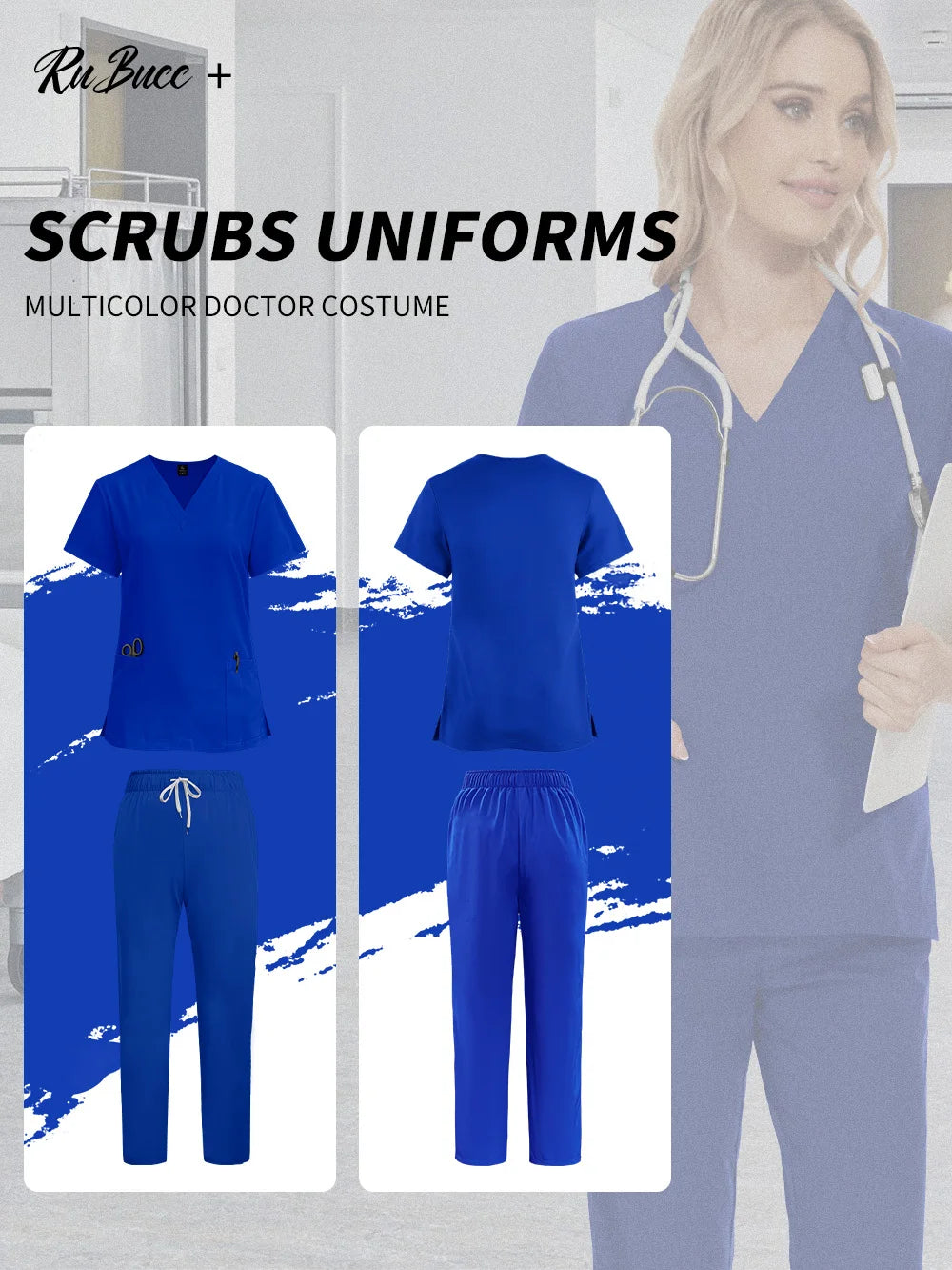 Scrubs Medical Unifroms Women Surgical Nursing Clothes V Neck Hospital Doctor Workwear Pet Clinic Veterinary Overalls Wholesale