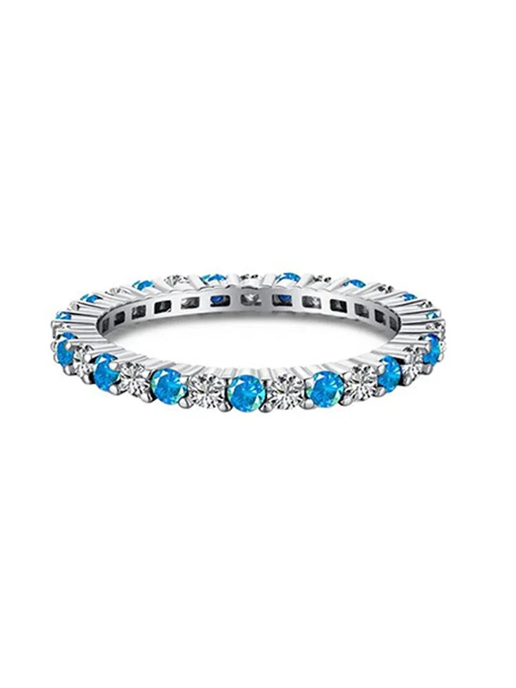 925 Sterling Silver Fashion Shiny 1.4mm Full Zircon Stackable Plain Ring For Women Daily Party Personalized Fine Jewelry