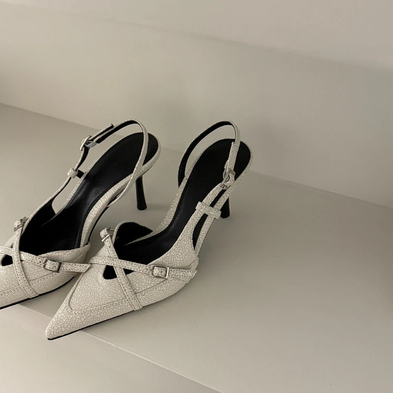 Ladies High Heels New Fashion Buckled Slingback Sandals 2025 Summer Sexy Pointed Toe Stiletto Heels Casual Party Dress Zapatos