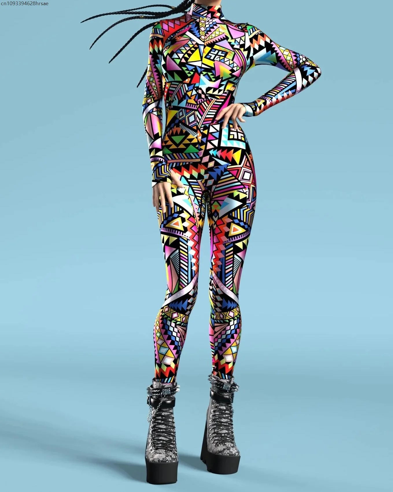 UR1 Women Jumpsuit Dense Color Dots 3D Pattern Adults Halloween Cosplay Costume Party Jumpsuits Carnival Bodysuit Monos Mujer