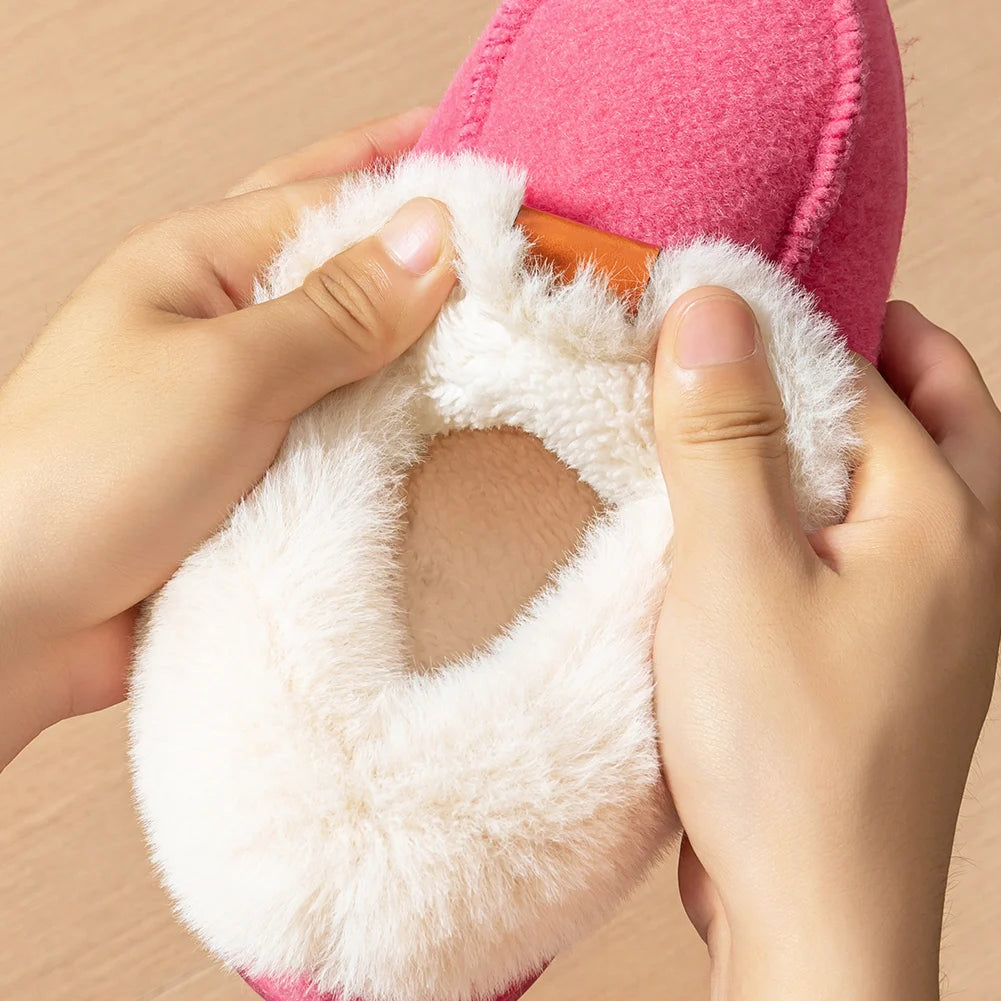 Platform Slippers Women Wedge Memory Foam  TPR Non Slip Sole Warm Fuzzy Winter Durable Bedroom Shoes Cozy Comfort