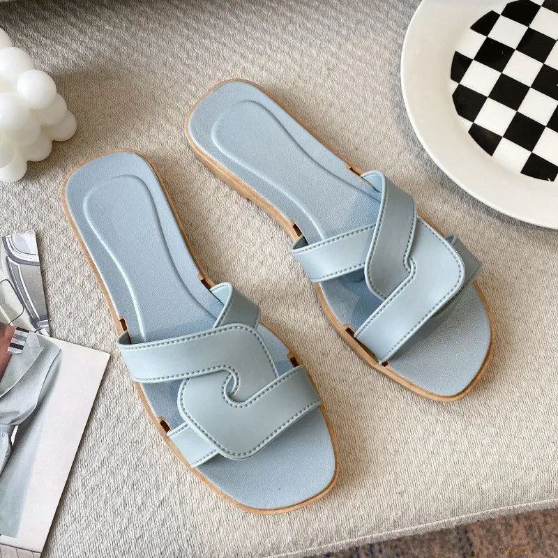 Women's Summer Slides Sandals - Cross Band Design, Ultra Soft Anti-Slip Sole, Lightweight House Slippers for Women, Beach Walkin