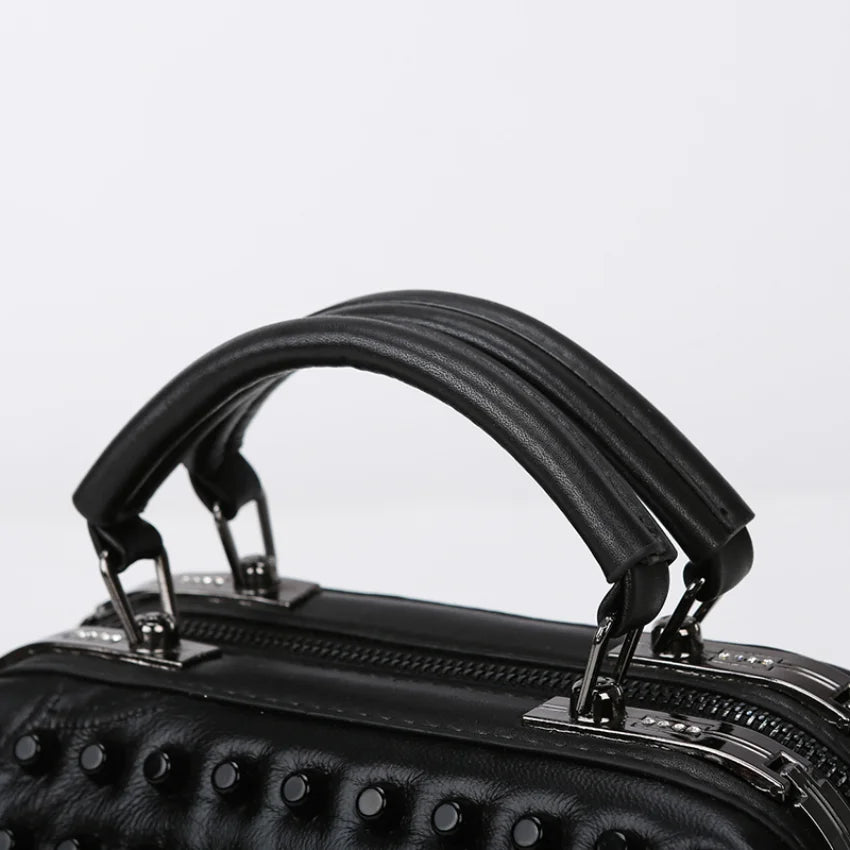 Soft Sheepskin Handbag for Women Rivet Shoulder Bag Punk Style Travel Crossbody Purse Office High-quality Handbag Leather Bag