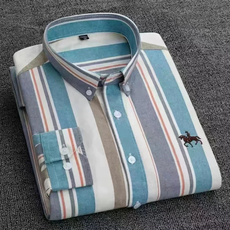 New in shirt 100%cotton plus size long-sleeve shirts for men slim fit formal fashion office shirt hight qulity plaid clothes
