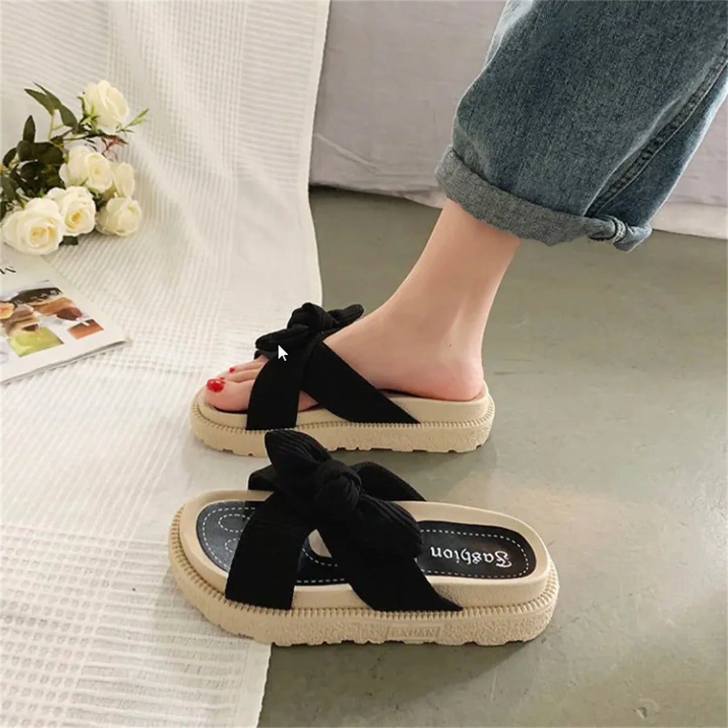 Women Sandalias Mujer Summer Fairy Style New Fashion Student Platform Roman Lady Sands Flat Shoes Cute Slippers