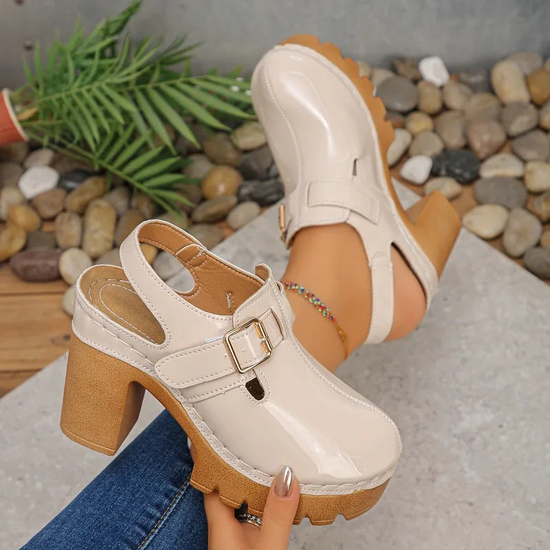 Super High Heels Sandals for Women Round Toe 2025 Summer Chunky Heel Comfortable Shoes Closed Toe Sophisticated Women's Shoes