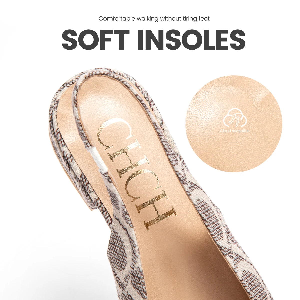 Classic Style Fashion Women's Heeled Single Shoes Wear Comfortable Letter Print Design Retro Versatile