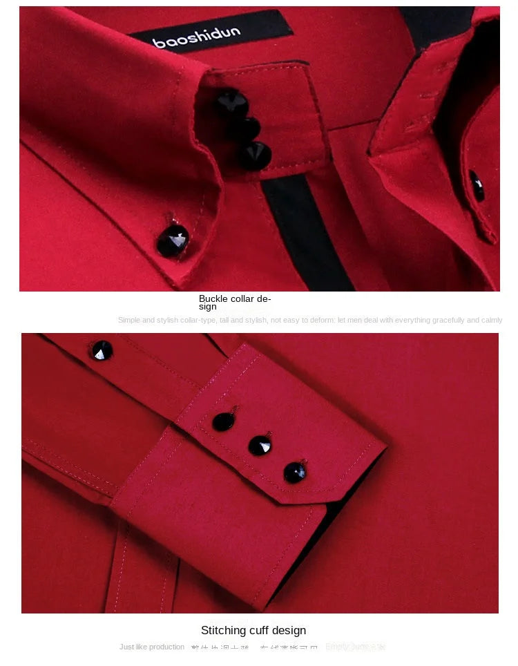 Men's Dress Shirt Button-down Collared Long Sleeve Formal Business Casual Shirt Korean Fashion Slim Fit Designer Shirts White