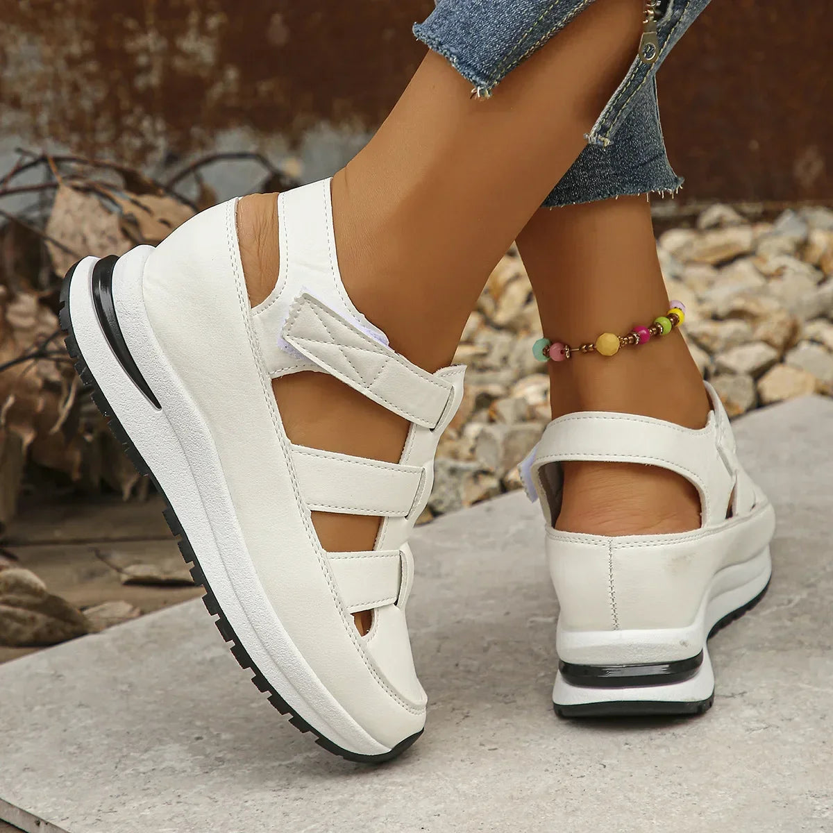 Ladies Shoes 2025 High Quality Buckle Strap Women's Sandals New Closed Toe Office and Career Summer Solid Wedge Sandals Zapatos