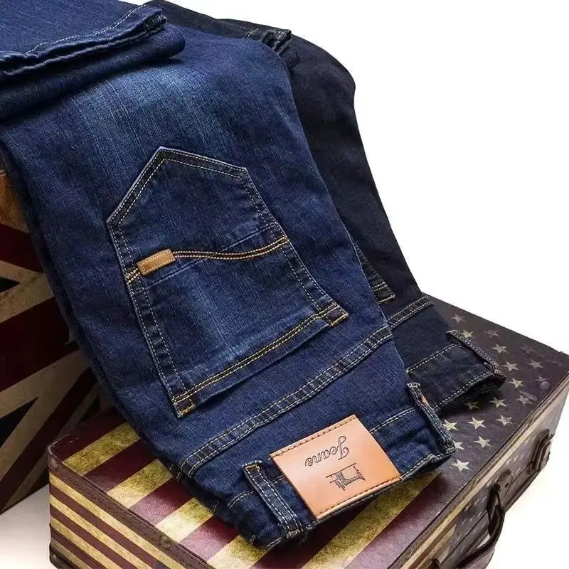 2025 Men's New Men's Fashion Casual Jeans Classic Style Casual Stretch Slim Fit Jeans Men's Denim Pants Black Blue Men's Style