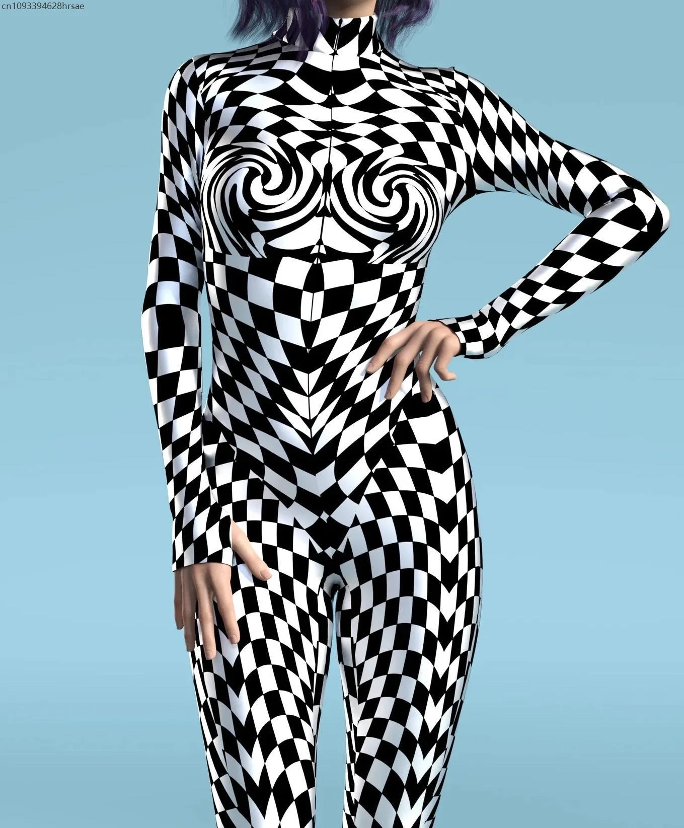 UR1 Women Jumpsuit Dense Color Dots 3D Pattern Adults Halloween Cosplay Costume Party Jumpsuits Carnival Bodysuit Monos Mujer