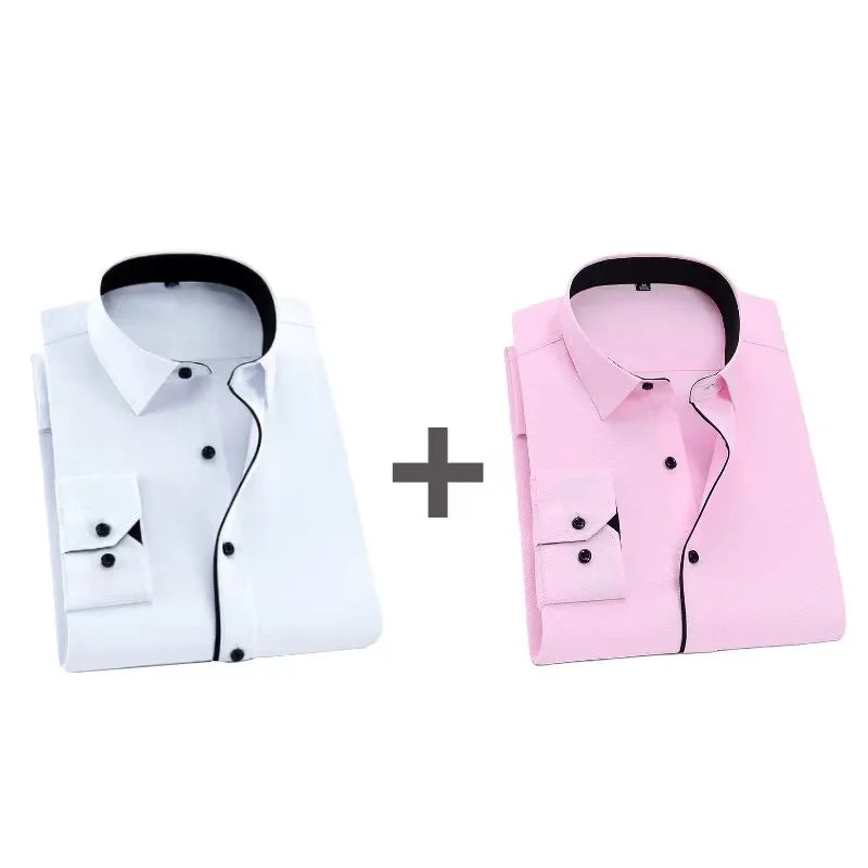 2025 Men Shirt Fashion Causal Long Sleeved Male Dress Social Business Brand Shirts Comfort Soft Weeding Party White Gift Shirts