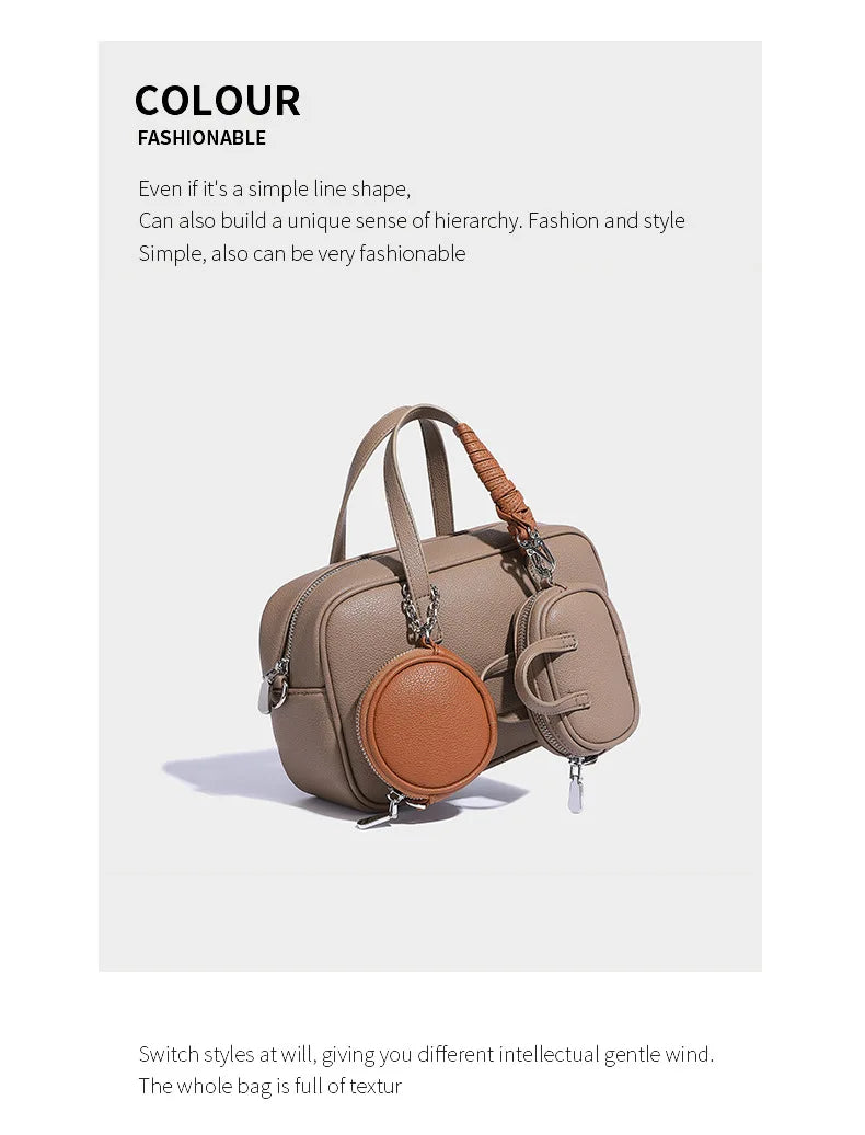 Boston Bag Women Fashion 2025 Euro-America Style Simple Shoulder Bag Handbags Composite Bag