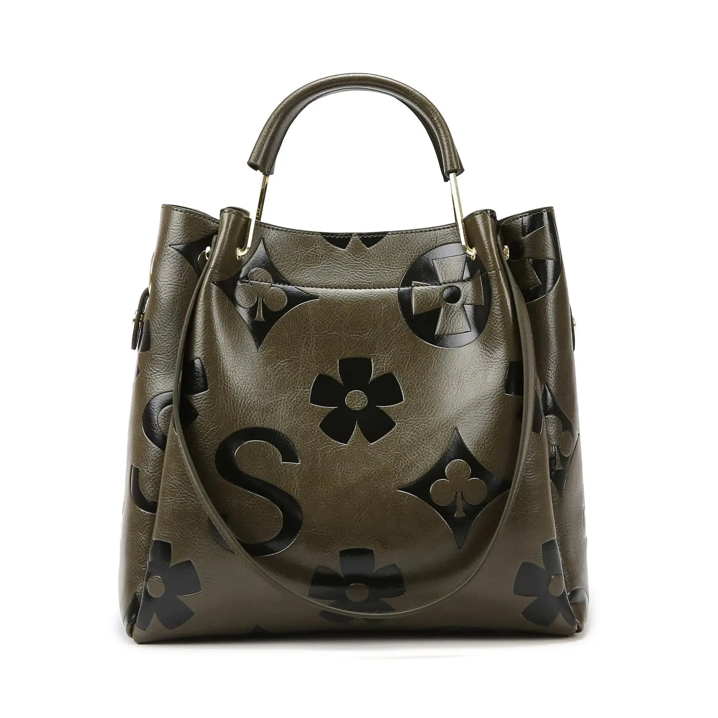 Women's Top-handle Handbags Large Shoulder Bag Embossed Leather Top Handle Handbag Set Ladies Bucket Hobo Tote For Work Travel