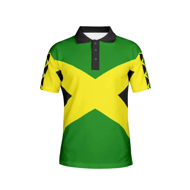 Jamaican Flag Polo Shirt Men Clothing Patriotic Fashion Streetwear Lapel Tee Summer Casual Fashion Sports 3D Print Polo Shirts