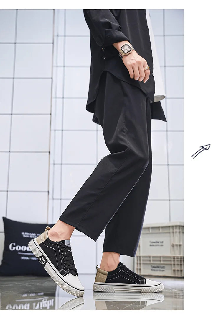 Mens Breathable Canvas Skate Shoes Soft Sole Casual Sneakers Trendy Versatile Lightweight Non-Slip Slip-On Sports Footwear 37-48