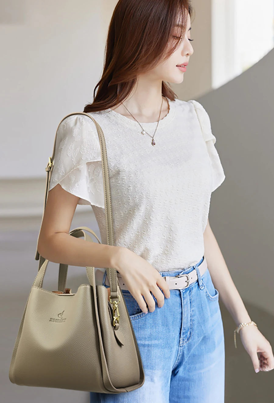 Genuine Brand Soft Leather Top-handle Bags Female Handbags Women Shoulder Crossbody Totes Messanger Bag Large Capacity Big Sac