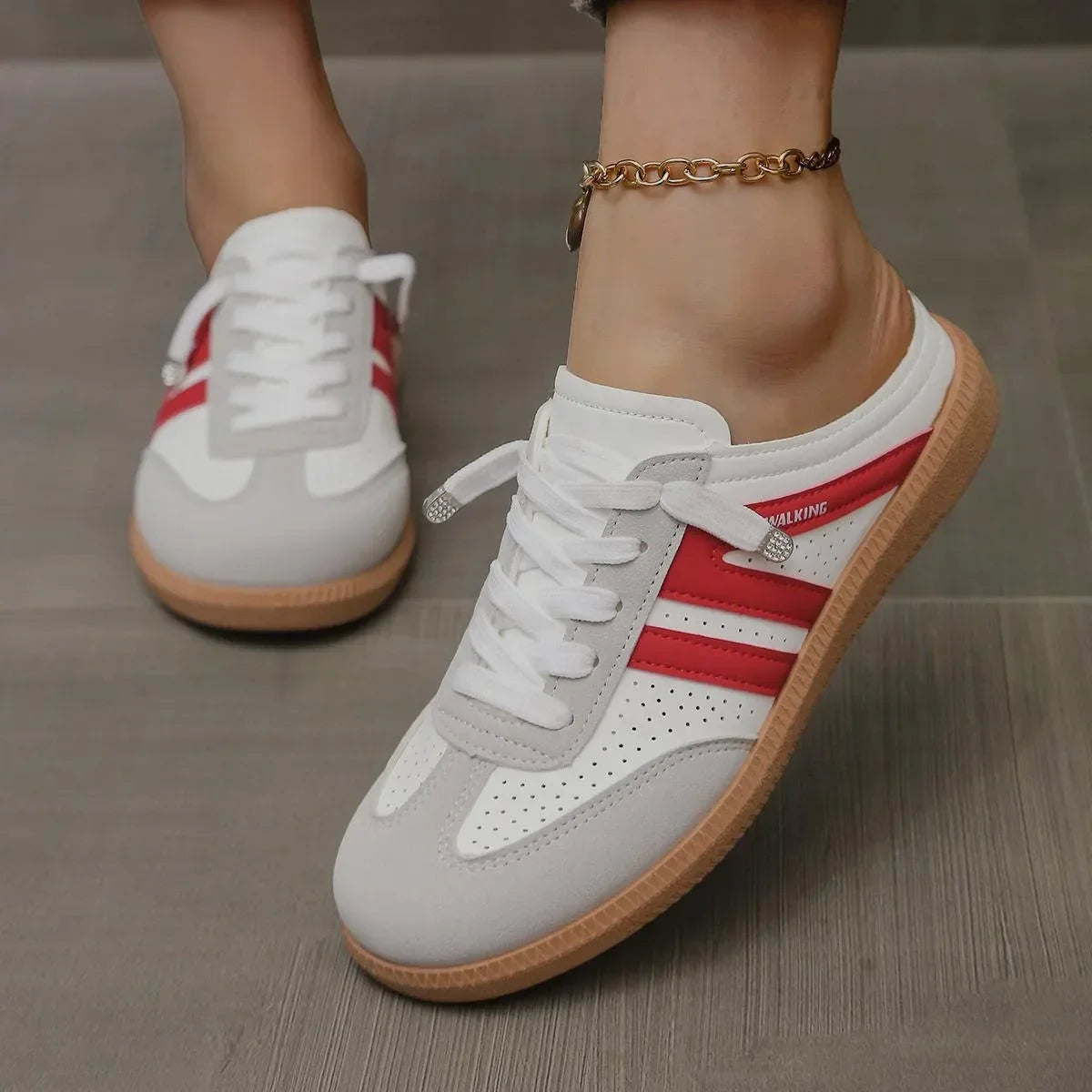 Women Mules Shoes Sports Round Toe Flat Female Footwear Casual Sneakers Clogs Platform Summer Slip on Creeper Baotou Slippers