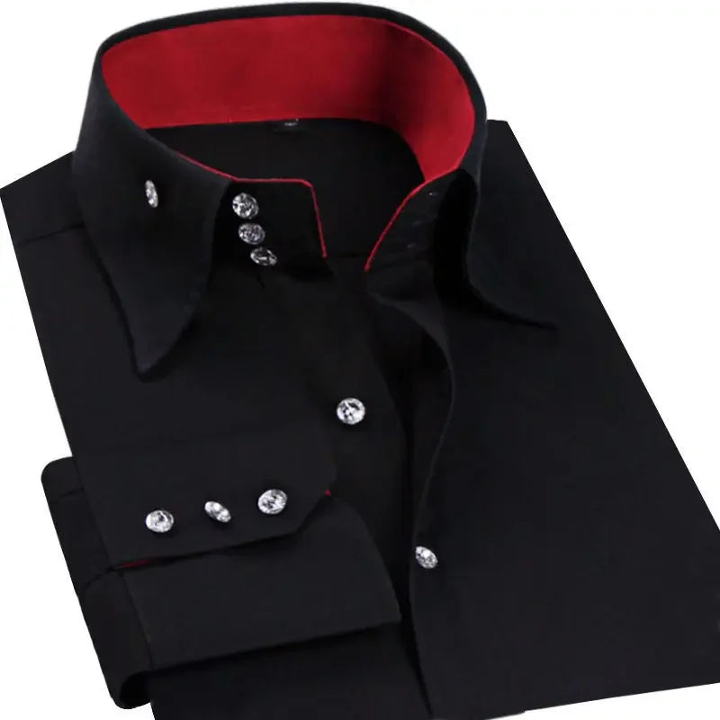 Men's Dress Shirt Button-down Collared Long Sleeve Formal Business Casual Shirt Korean Fashion Slim Fit Designer Shirts White