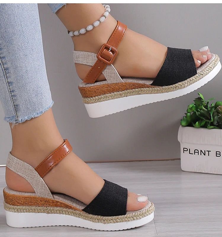 Fashion Shoes Women Sandals Wedge Shoes For Women Espadrilles Women's Sandals Non-Slip Retro Women Heels Female Footwear