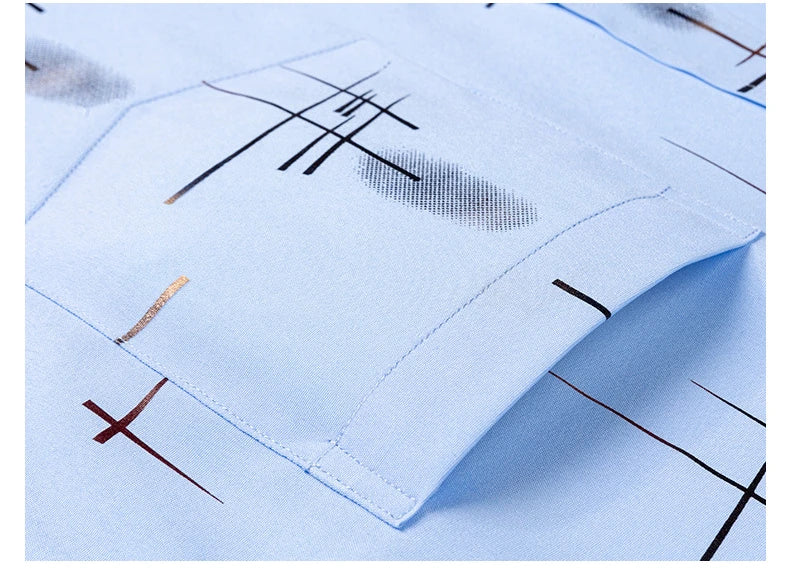 Men's Dress Shirts Spring Autumn Latest Hot Sale Non-iron Anti-wrinkle Business Casual Print Thin Plaid Slim Fit chemise homme