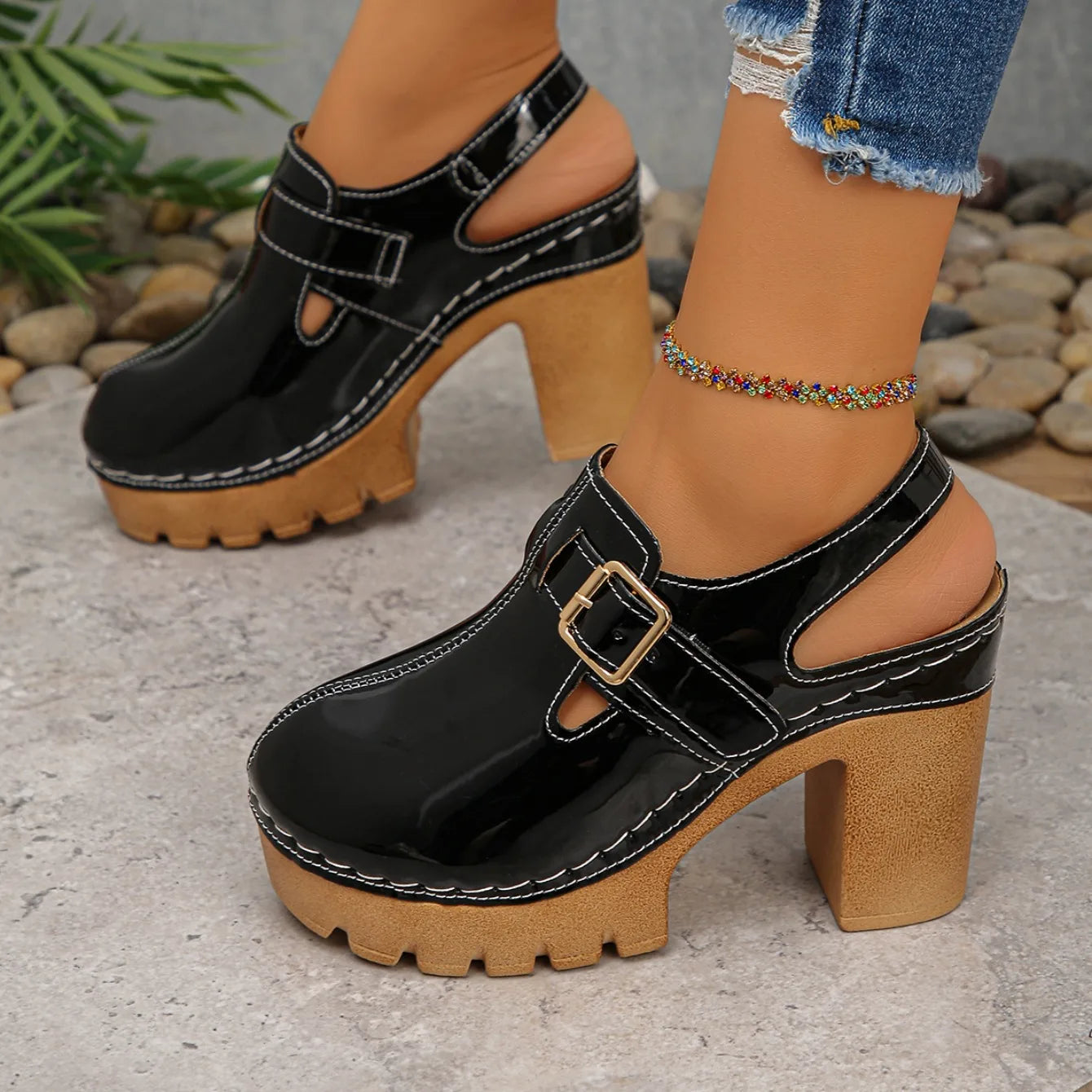 Super High Heels Sandals for Women Round Toe 2025 Summer Chunky Heel Comfortable Shoes Closed Toe Sophisticated Women's Shoes