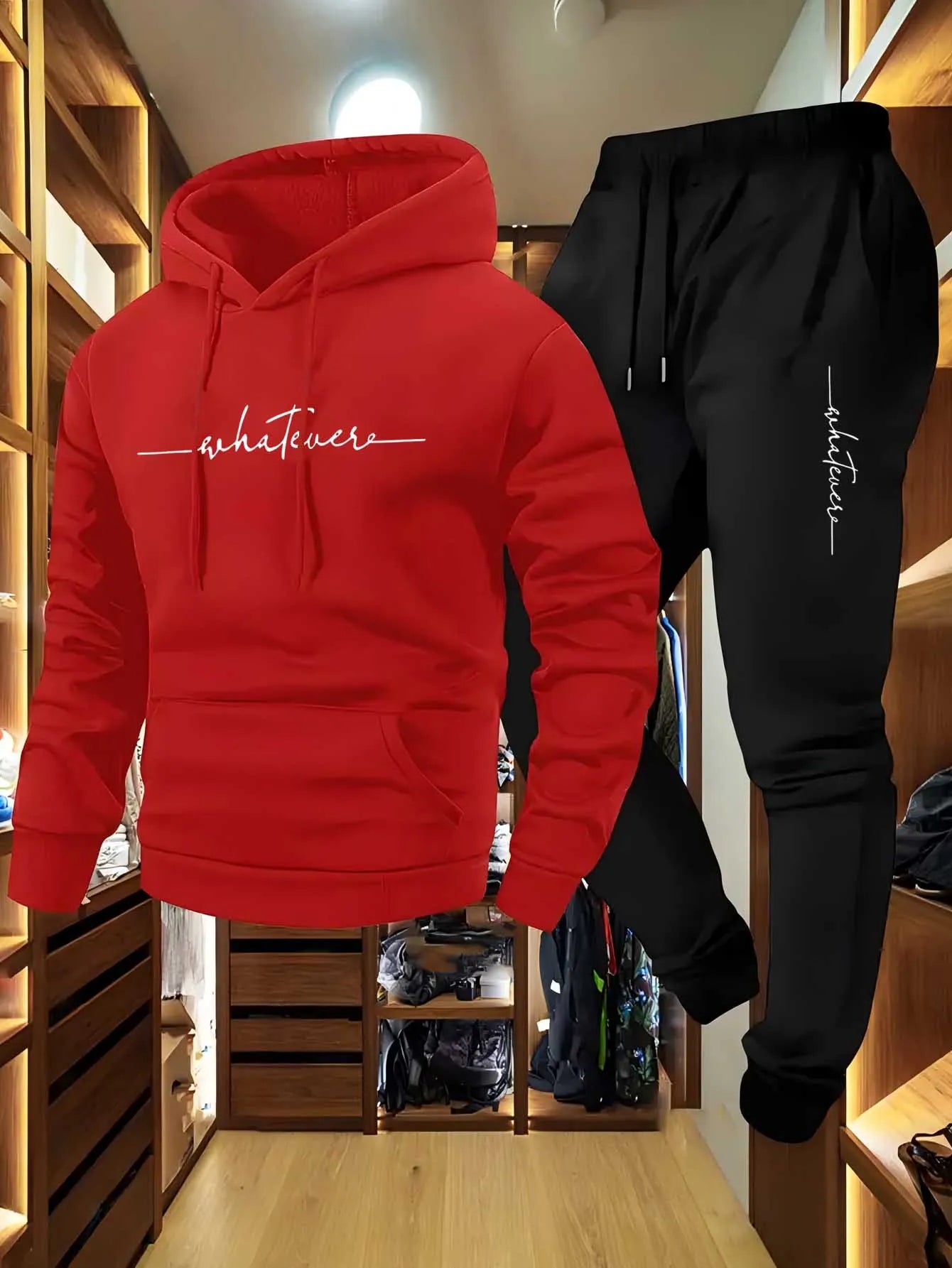 Man - New style sporty and casual printed hooded sports shirt - Sports outfit two-piece set