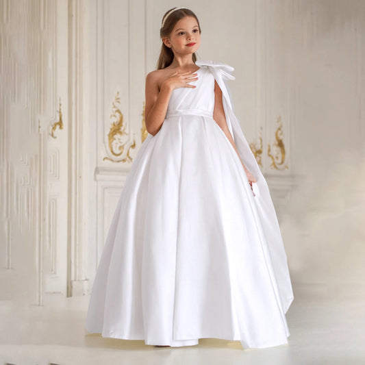Fashion Bridesmaid Baptism Party Girls Dress Elegant Bow Wedding Birthday Princess Dresses for Girl First Communion Prom Costume