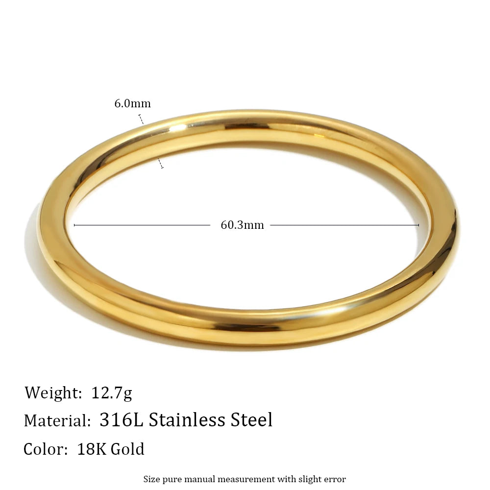 E.B.belle 18K Gold Plated Minimalist Style Hollow Round Bangle Woman's Wrist Bangles Stackable Jewelry