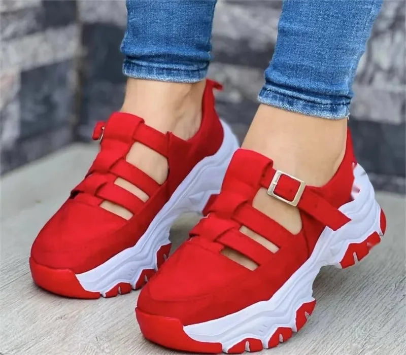 Fashion Sandals for Women Popular Buckle Thick Bottom Design Breathable Open Toed Women's Sandals Flat Casual Sports Shoes 슬리퍼